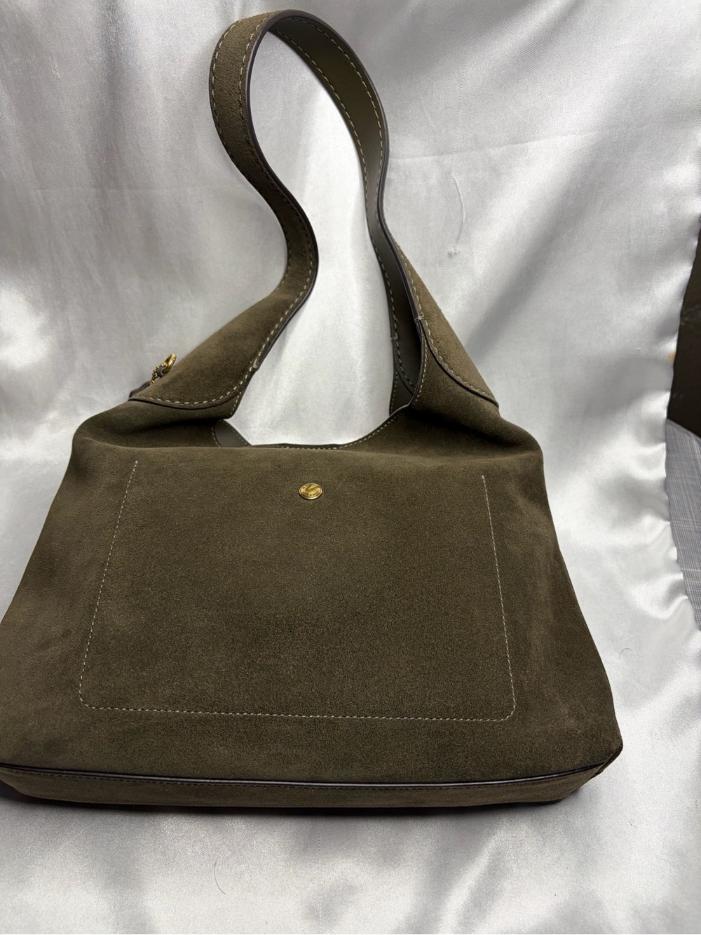 Coach Olive Suede Brooklyn 28 Shoulder Bag - Elegant Everyday Carry Bag - Picture 2 of 7